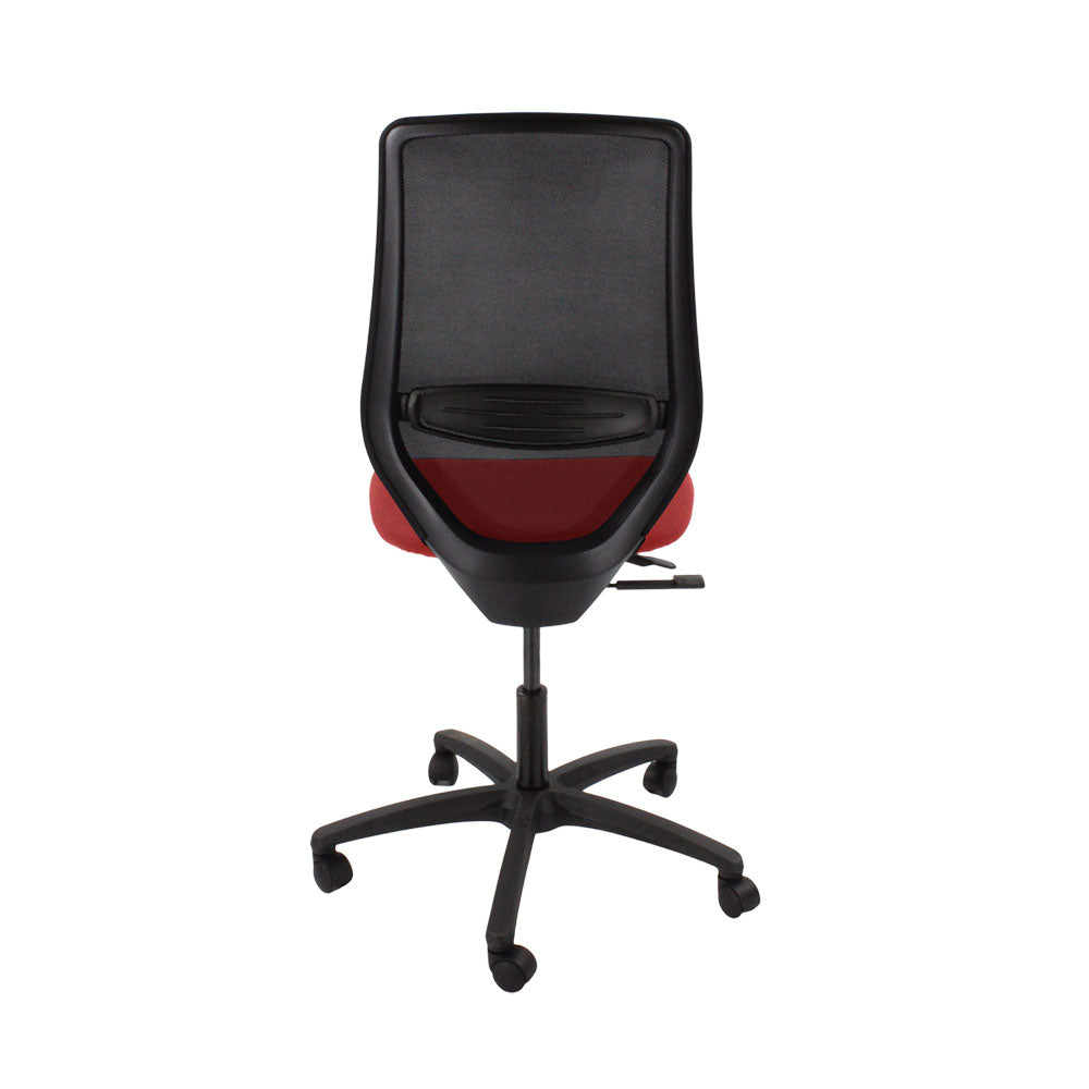 The Office Crowd: Scudo Task Chair with Red Fabric Seat Without Arms - Refurbished