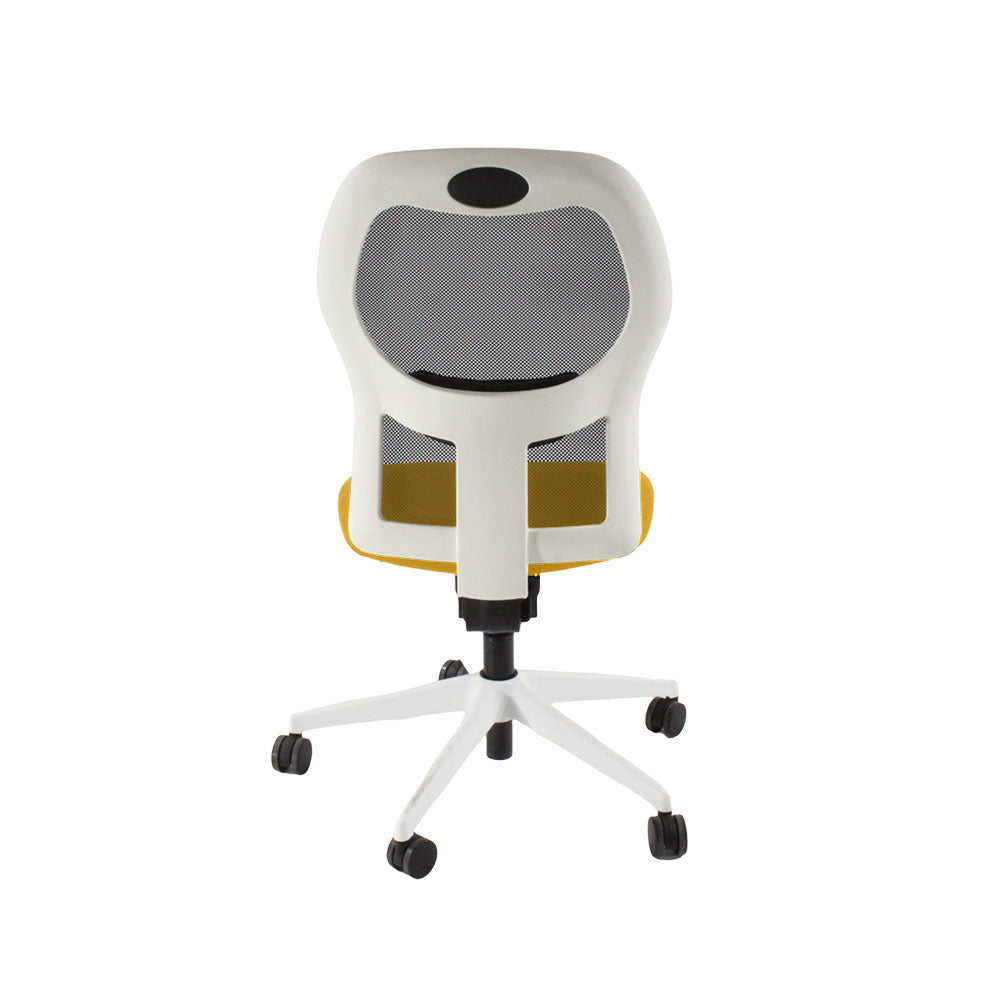 Ahrend: 160 Type Task Chair in Yellow Fabric/White Frame Without Arms - Refurbished