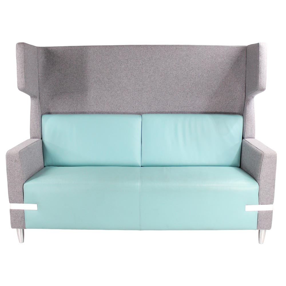 William Hands: Connect Sofa - Pullman-stijl in grijze en blauwe stof - Gerenoveerd