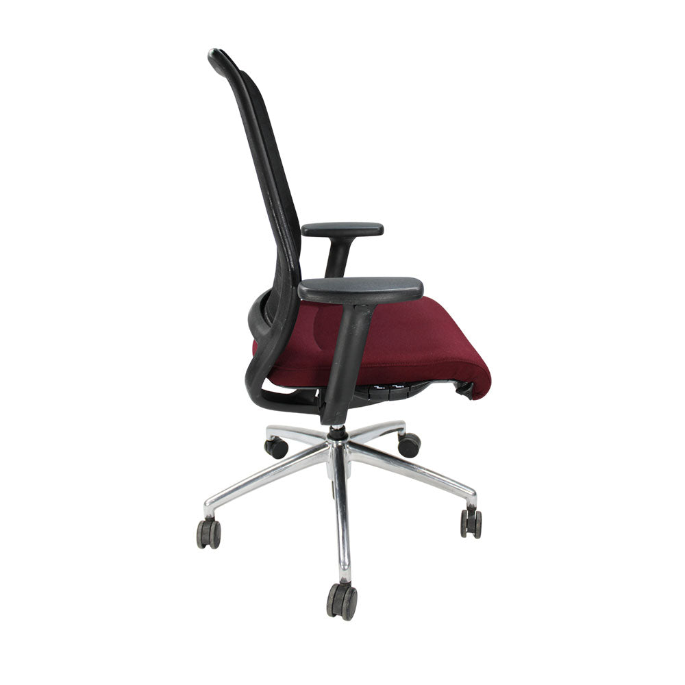 Interstuhl: Hero Office Chair with Mesh Back in Burgundy Fabric - Refurbished