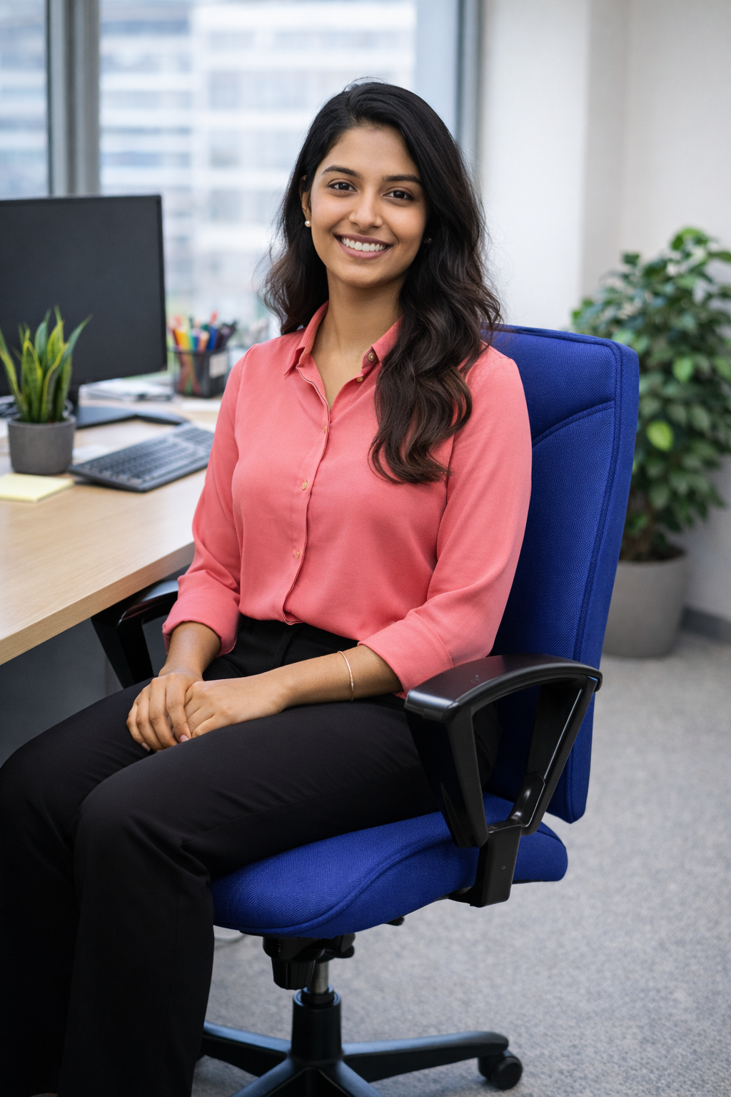 <tc>Kinnarps</tc>Blauwe bureaustoel - gerenoveerd