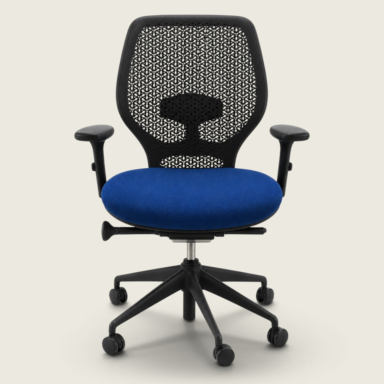 Orangebox: Ara - Task Chair - Black Elastomer Back and Blue Fabric Seat  - Refurbished