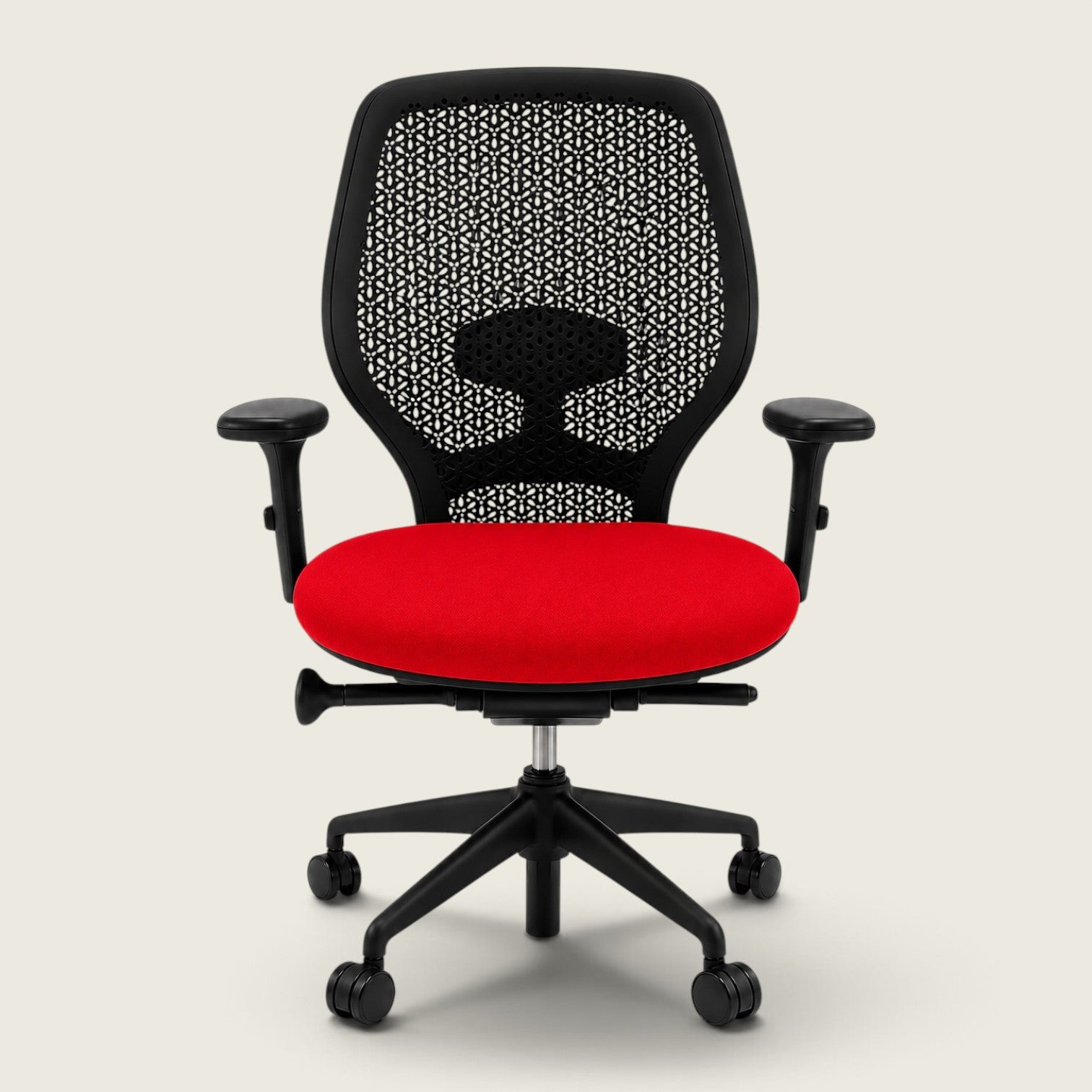 Orangebox: Ara - Task Chair - Black Elastomer Back and Red Fabric Seat  - Refurbished