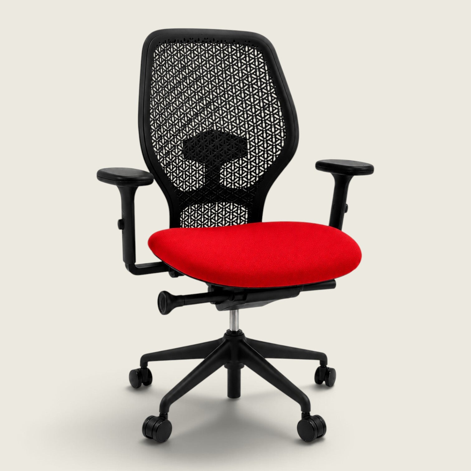 Orangebox: Ara - Task Chair - Black Elastomer Back and Red Fabric Seat  - Refurbished