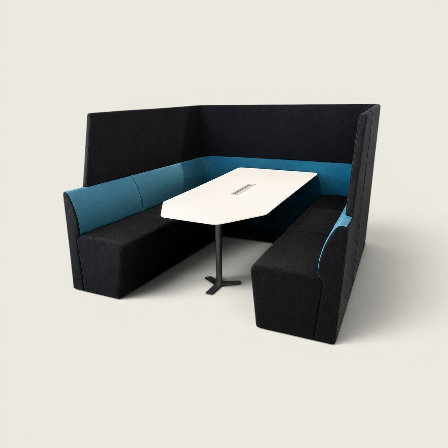Orangebox: Away from Desk (AFTD) High-Back Booth in Black and Turquoise  - Refurbished