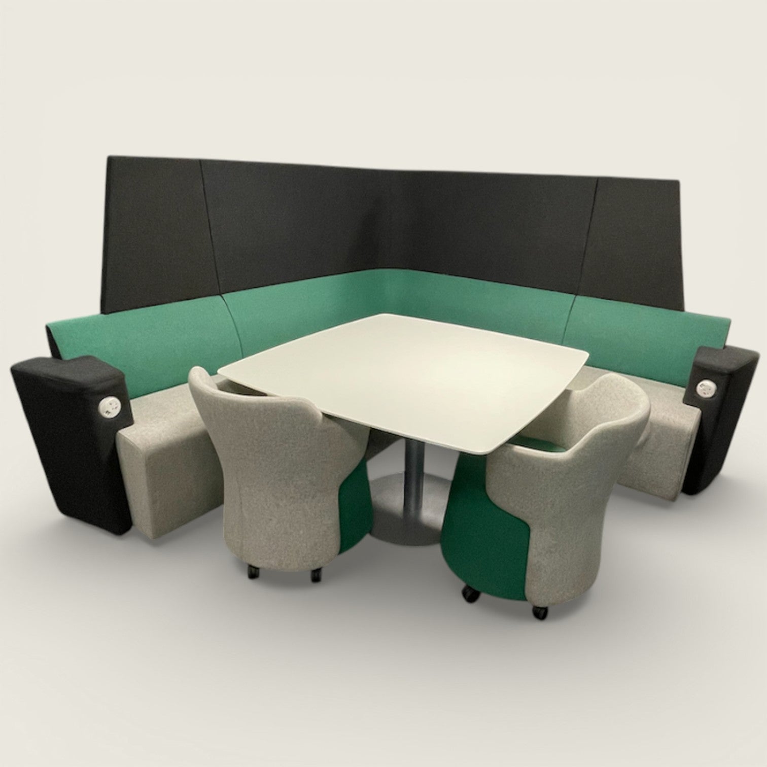 Orangebox: Black and Green Away From The Desk (AFTD) High-Back Booth - Refurbished