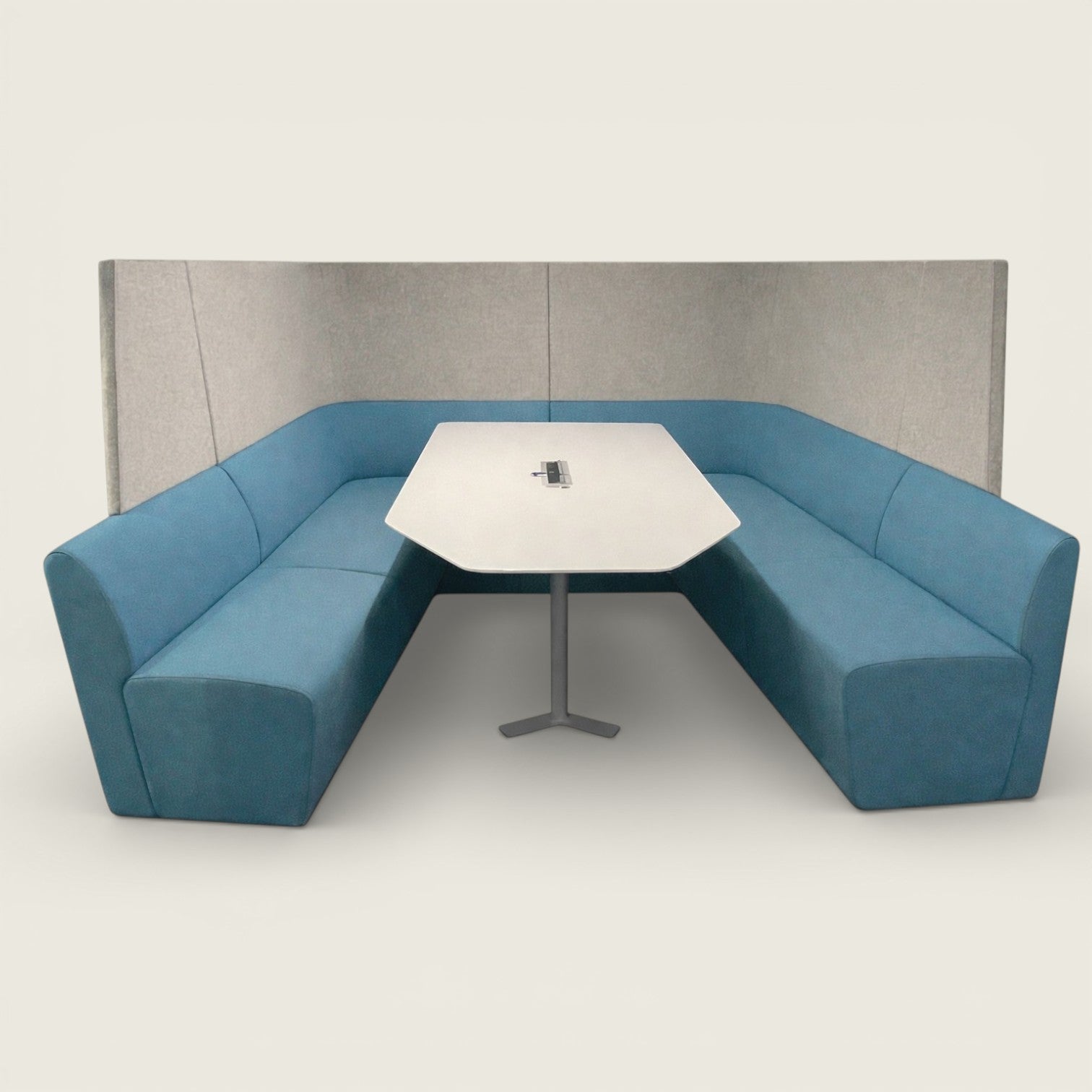 Orangebox:  Grey and Teal Away From The Desk (AFTD) Enclosed High-Back Booth - Refurbished