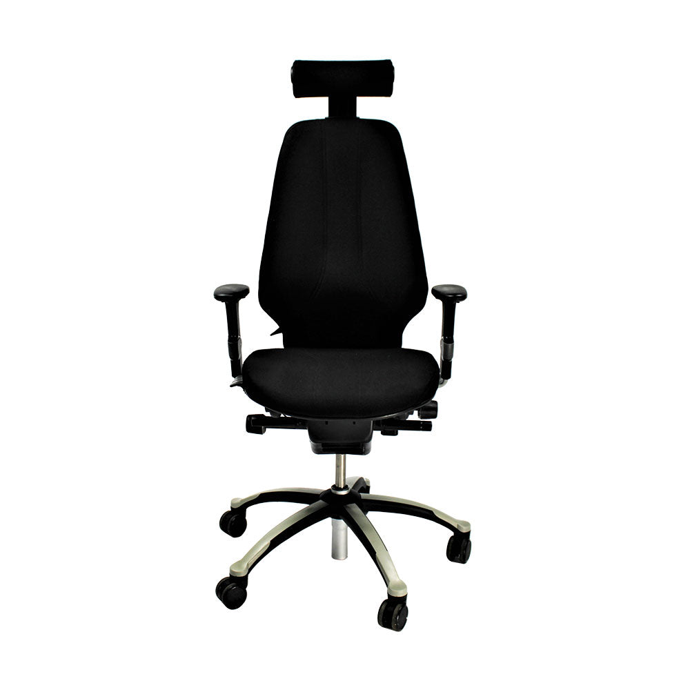 RH Logic: 400 bureaustoel met hoge rugleuning en hoofdsteun - zwarte stof - gerenoveerd