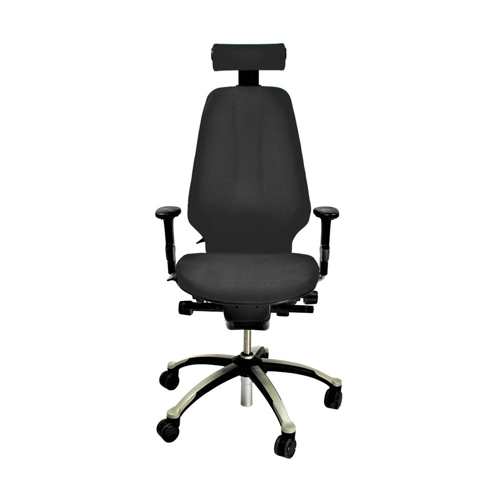 RH Logic: 400 bureaustoel met hoge rugleuning en hoofdsteun - grijze stof - gerenoveerd
