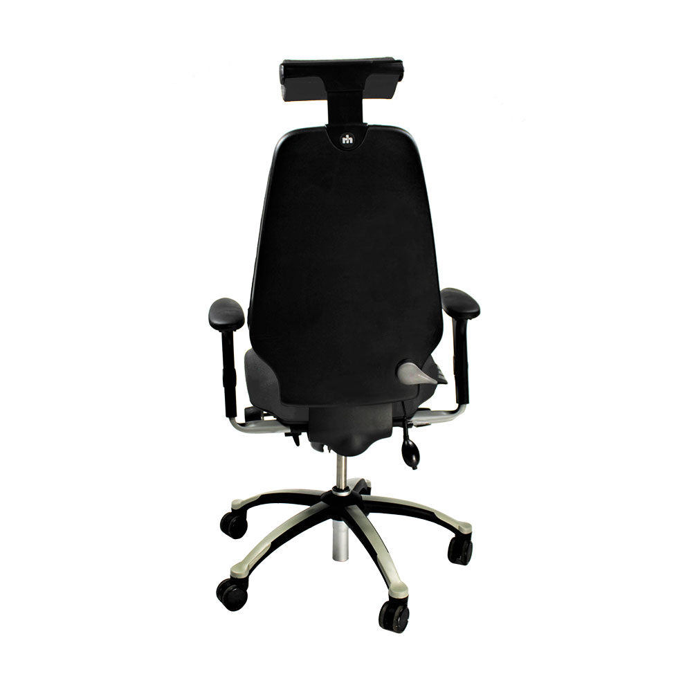 RH Logic: 400 bureaustoel met hoge rugleuning en hoofdsteun - grijze stof - gerenoveerd