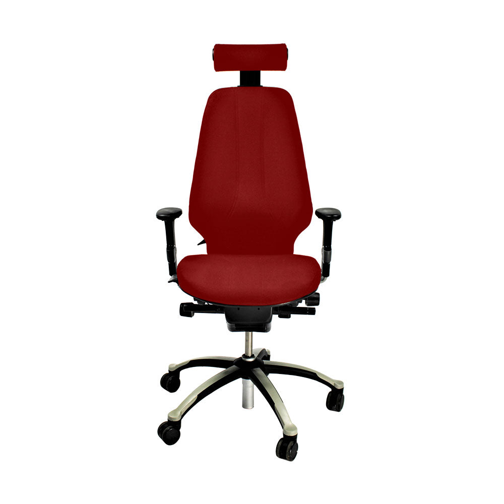 RH Logic: 400 bureaustoel met hoge rugleuning en hoofdsteun - rode stof - gerenoveerd