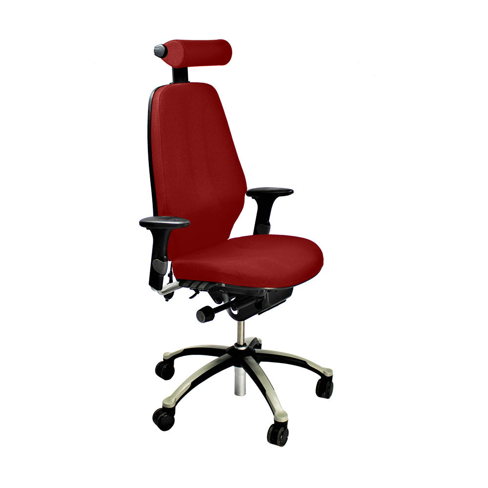 RH Logic: 400 bureaustoel met hoge rugleuning en hoofdsteun - rode stof - gerenoveerd