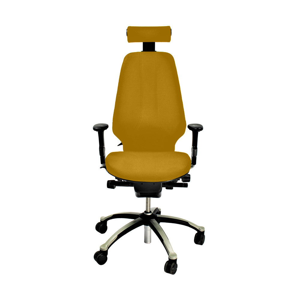RH Logic: 400 bureaustoel met hoge rugleuning en hoofdsteun - gele stof - gerenoveerd