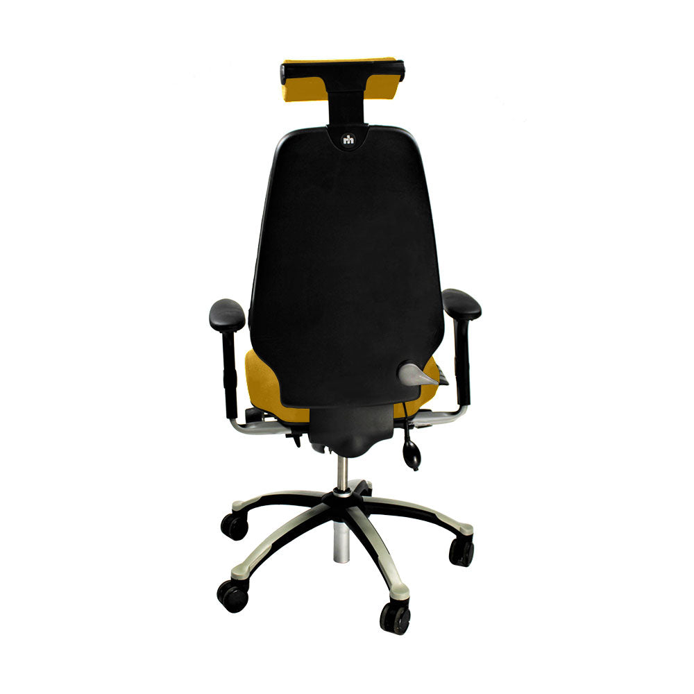 RH Logic: 400 bureaustoel met hoge rugleuning en hoofdsteun - gele stof - gerenoveerd