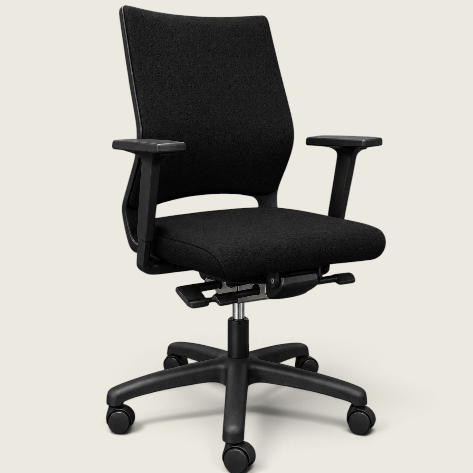 Sedus: Quarterback Task Chair in Black Fabric with a Black Fabric Back Refurbished