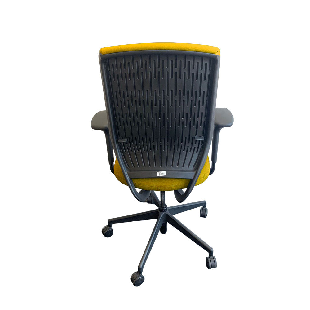 Senator: Evolve High Back Chair with Height Adjustable Arms in Yellow Fabric - Refurbished