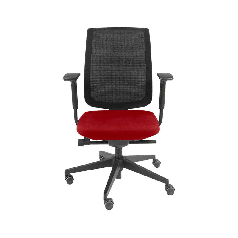 Steelcase: Reply bureaustoel met mesh rugleuning in rode stof - Gerenoveerd