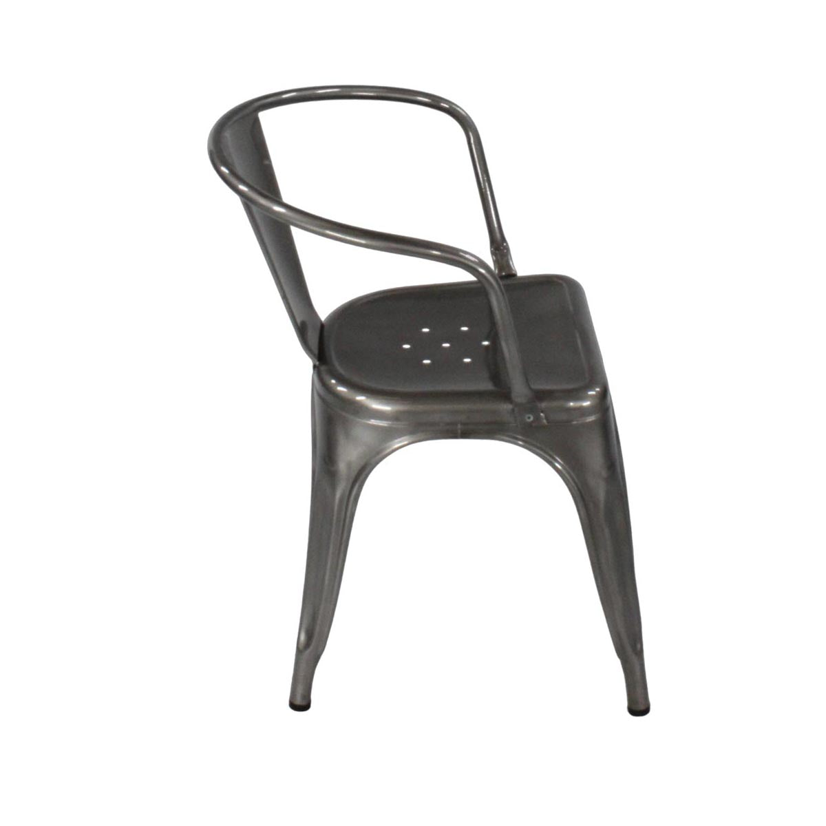 Tolix: Chaise A Cafe-stoel in Gunmetal Grey - Gerenoveerd