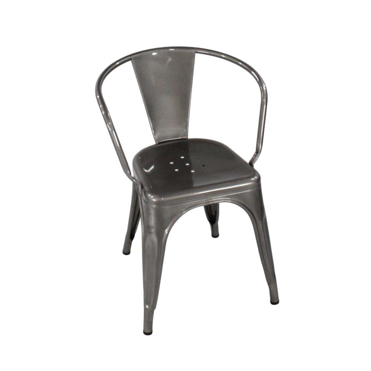 Tolix: Chaise A Cafe-stoel in Gunmetal Grey - Gerenoveerd