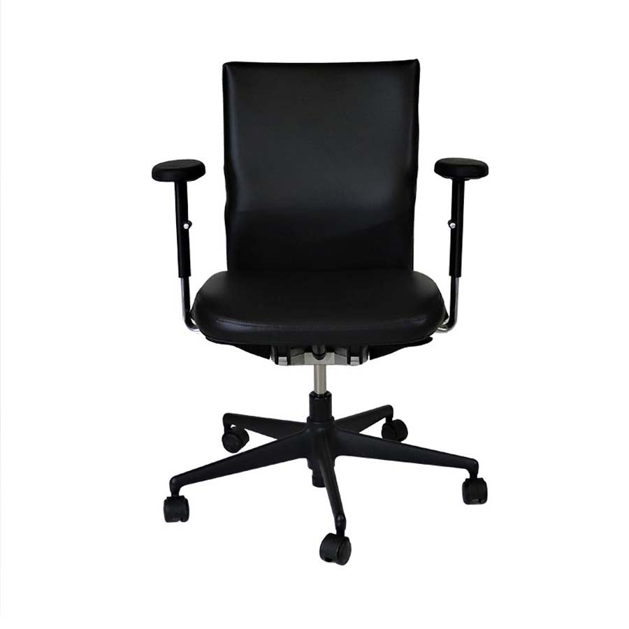 Vitra: Axess bureaustoel in zwart leer - gerenoveerd