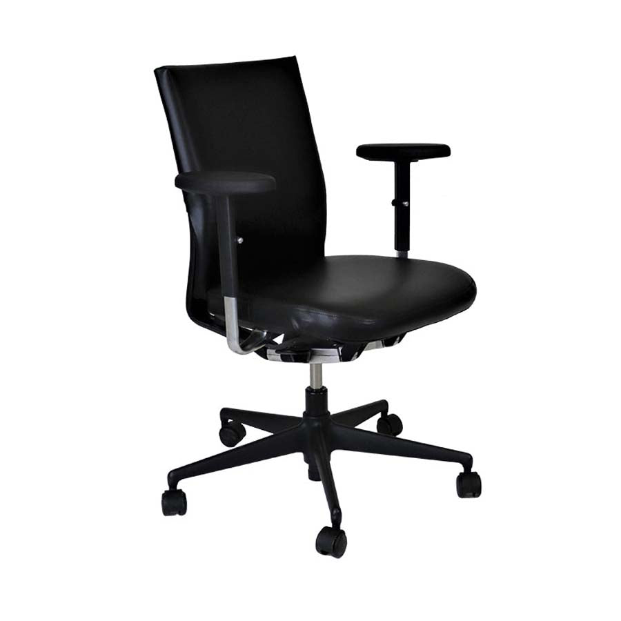 Vitra: Axess bureaustoel in zwart leer - gerenoveerd