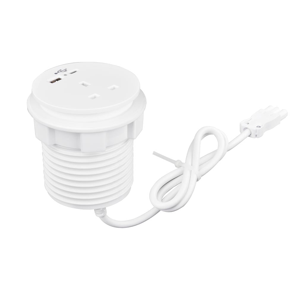 Round Desk Power Module Round Ion Duo Power Module In-Desk in White