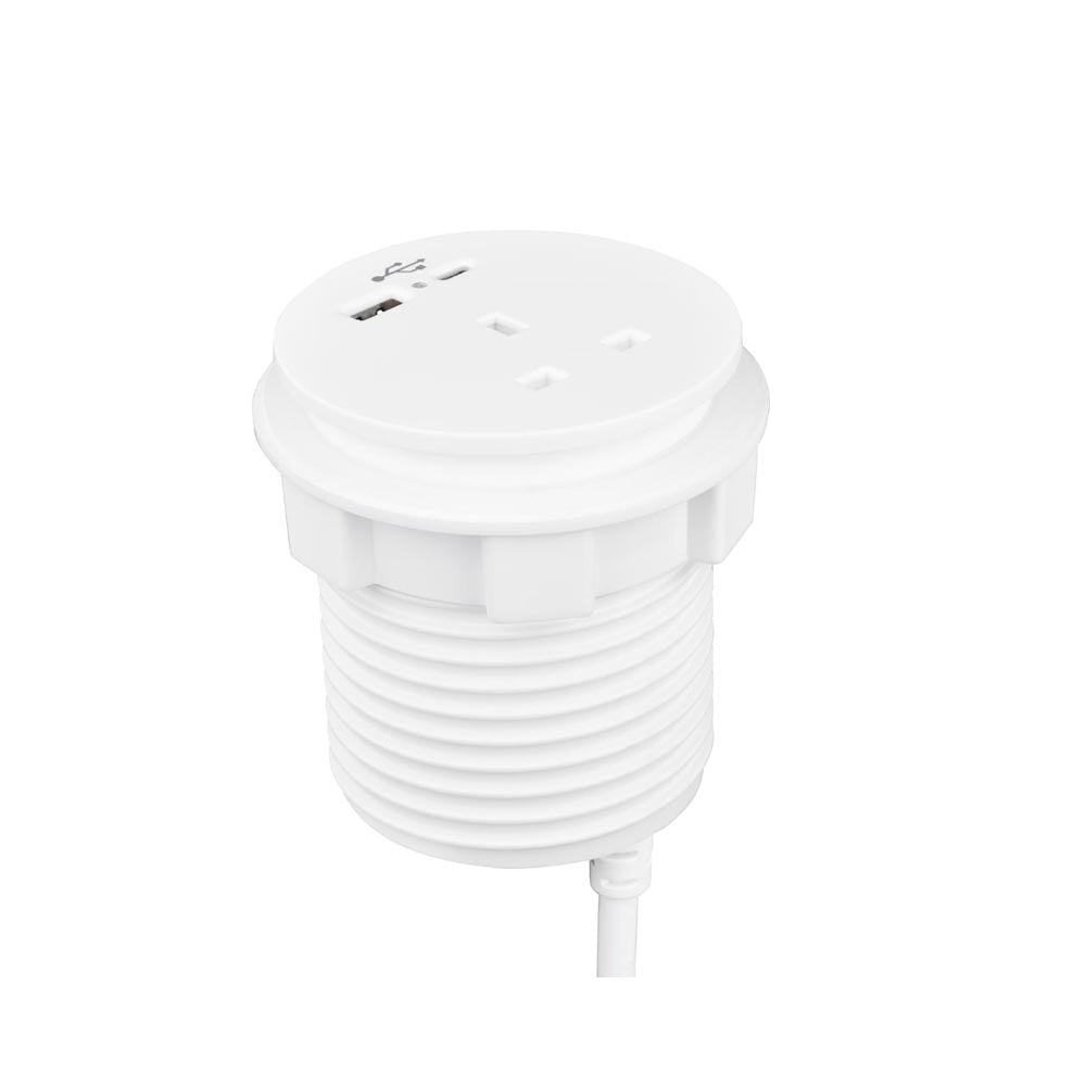 Round Desk Power Module Round Ion Duo Power Module In-Desk in White