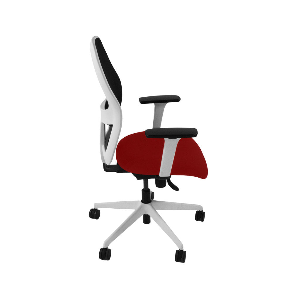 Ahrend: Bureaustoel type 160 in rode stof/wit frame - Gerenoveerd