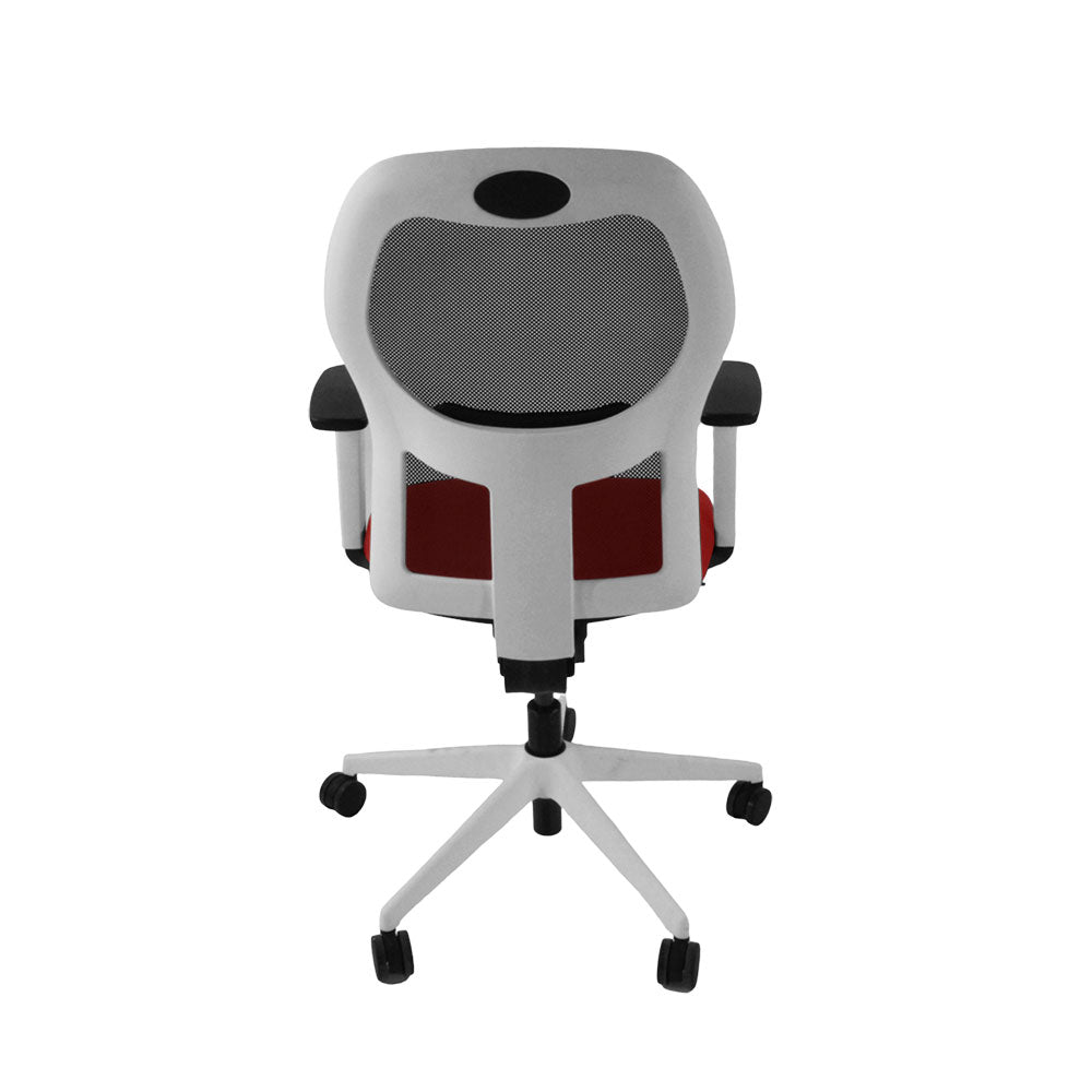 Ahrend: Bureaustoel type 160 in rode stof/wit frame - Gerenoveerd