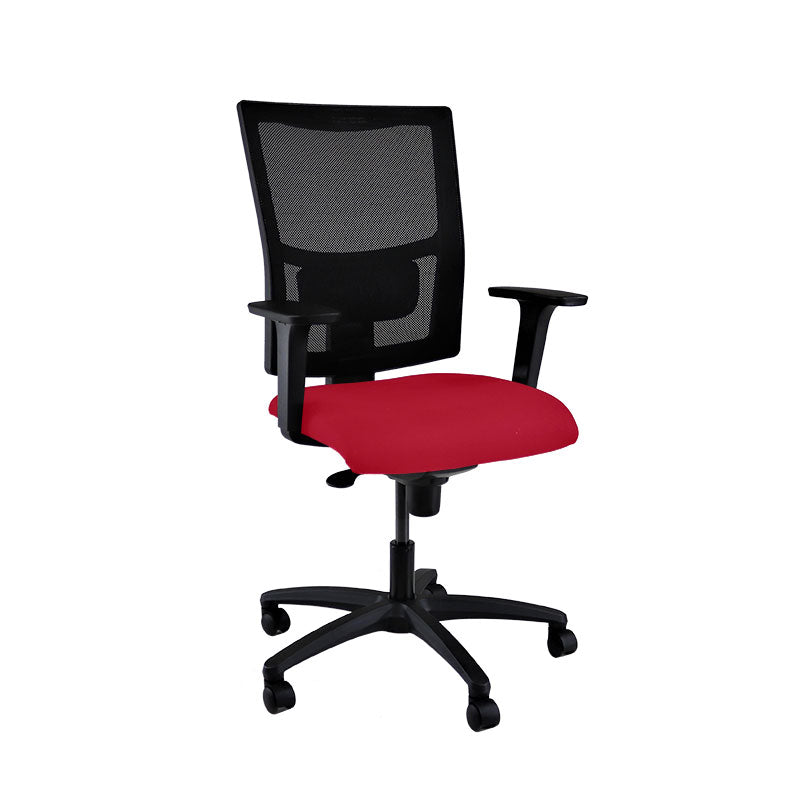 The Office Crowd: Ergo-bureaustoel in rode stof - Gerenoveerd