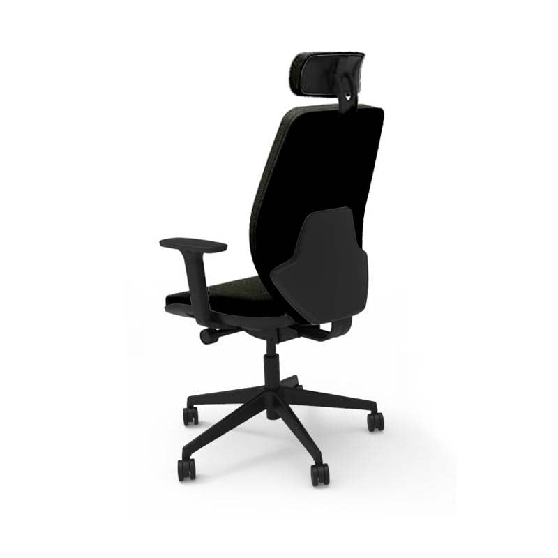 The Office Crowd: Hide Office Chair - Middelhoge rugleuning met hoofdsteun in zwart leer - Gerenoveerd