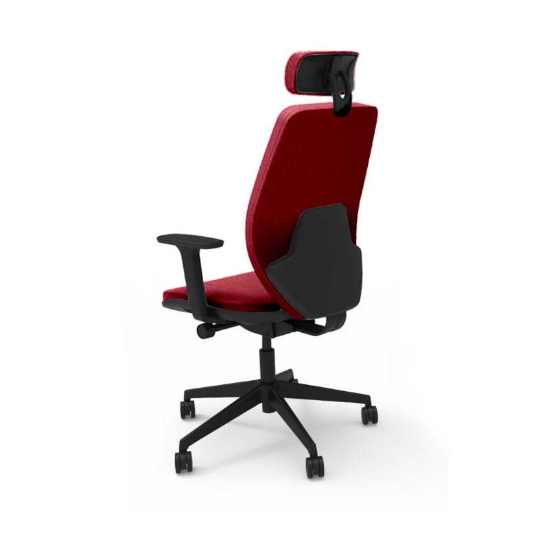 The Office Crowd: Hide Office Chair - Hoge rugleuning met hoofdsteun in bordeauxrood leer - Gerenoveerd