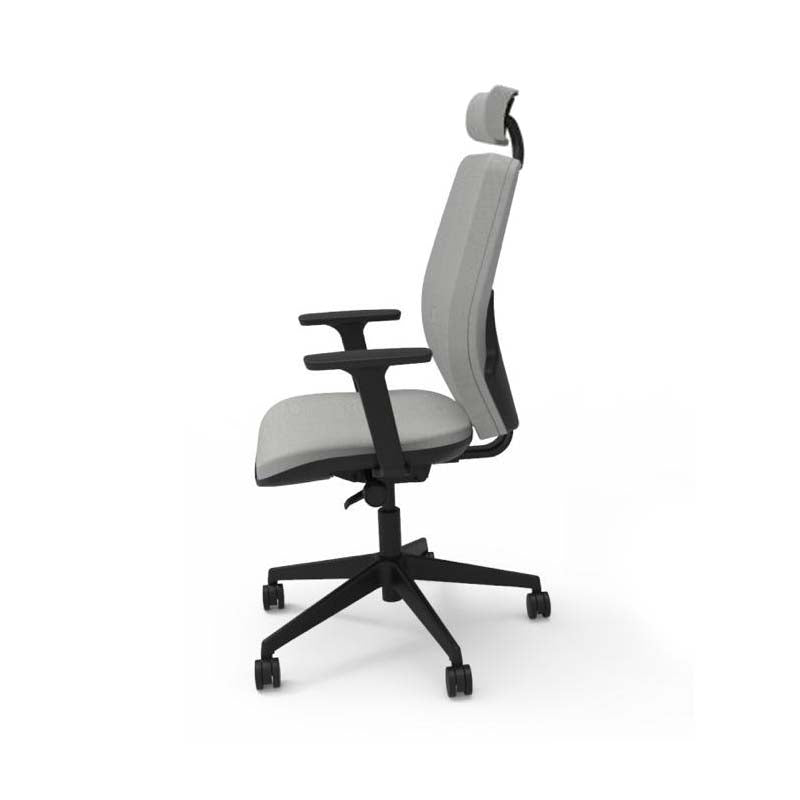 The Office Crowd: Hide Office Chair - Hoge rugleuning met hoofdsteun in grijze stof - Gerenoveerd