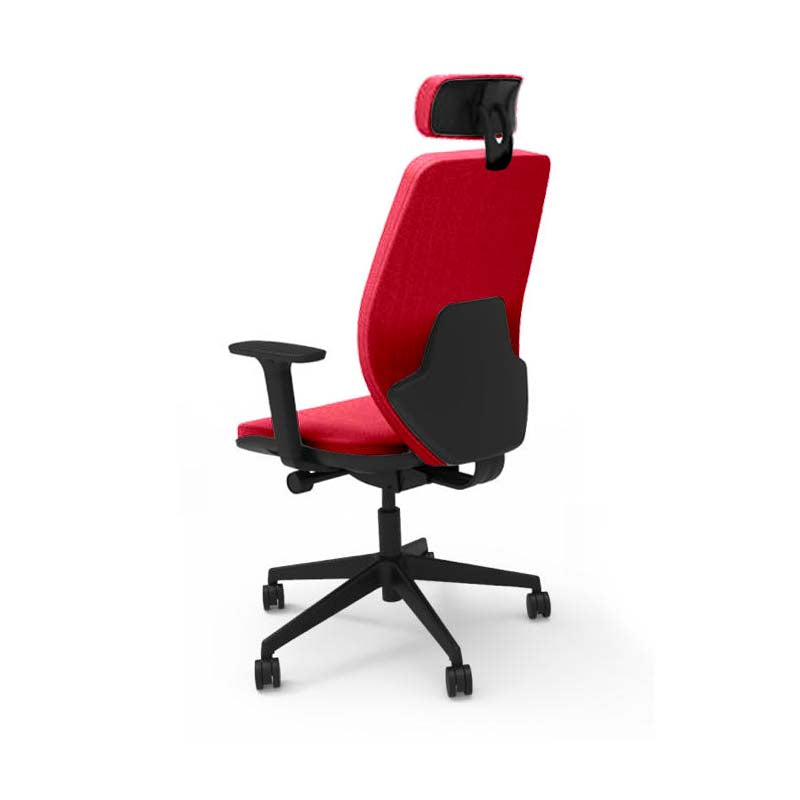 The Office Crowd: Hide Office Chair - Hoge rugleuning met hoofdsteun in rode stof - Gerenoveerd