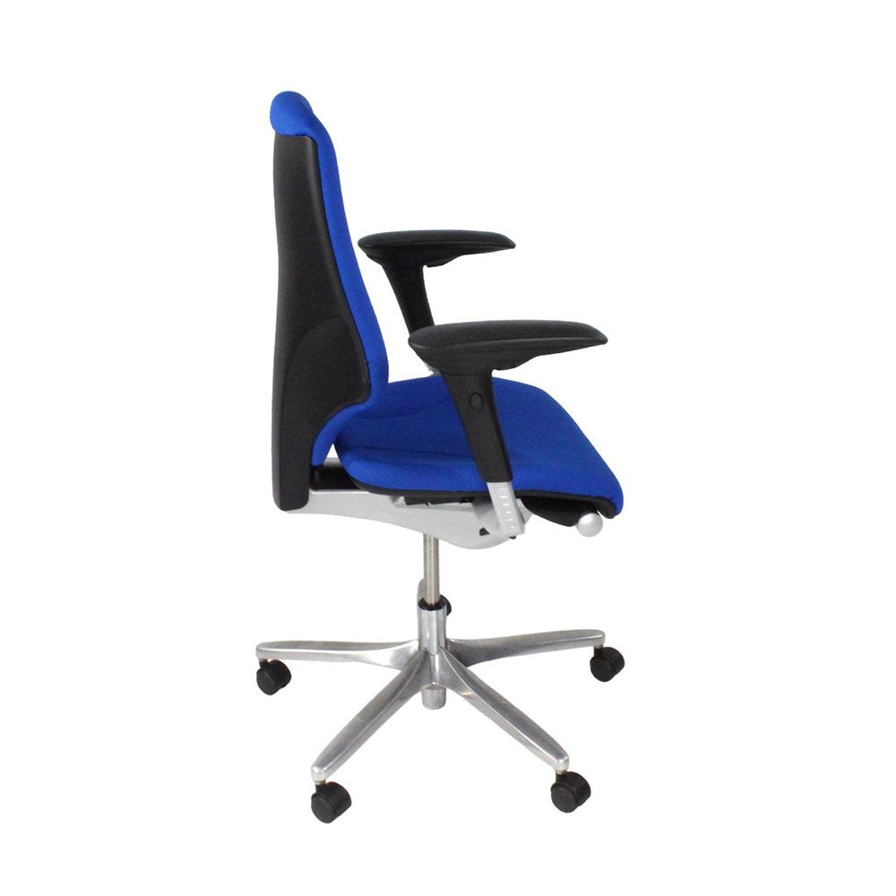 Giroflex: G64 bureaustoel in blauwe stof/aluminium frame - gerenoveerd