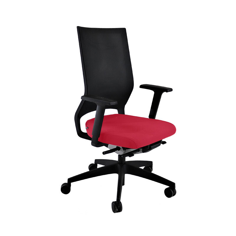 Sedus: Quarterback bureaustoel met zwart frame in rode stof - Gerenoveerd