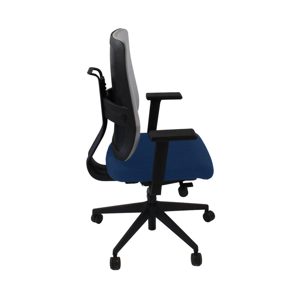 Viasit: Toleo Move gestoffeerde bureaustoel met rugleuning in blauwe stof - gerenoveerd