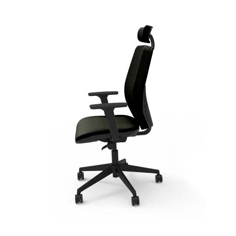 The Office Crowd: Hide Office Chair - Middelhoge rugleuning met hoofdsteun in zwarte stof - Gerenoveerd